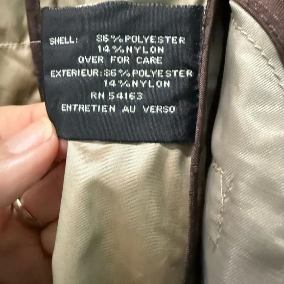 Cole Haan Chic Rain Coat with back bow & hideaway hood. Iridescent beige in XS. - Picture 11 of 13